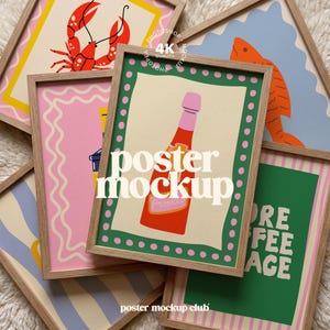 Multiple Frame Poster Mockup for Gallery Wall Art (PSD, JPG)