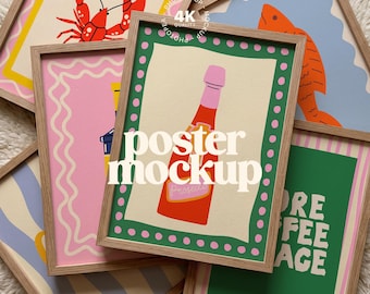 Multiple Frame Poster Mockup for Gallery Wall Art (PSD, JPG)