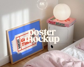 Horizontal Frame Poster Mockup for Wall Art (PSD, JPG)