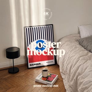 Bedroom Frame Poster Mockup for Wall Art (PSD, JPG)