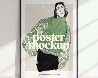 Black Frame Poster Mockup for Wall Art (PSD, JPG)
