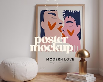 Wood Frame Poster Mockup for Wall Art (PSD, JPG)