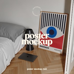 Maqueta de póster para dormitorio, maqueta de marco, maqueta de póster en Photoshop, maqueta de póster preppy, maqueta de marco de fotos, maqueta de habitación, maqueta de marco Y2K