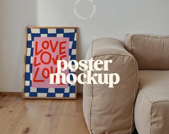 Maqueta de póster con marco vertical para decoración de pared (PSD, JPG)