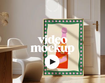Maqueta de póster con fotograma de vídeo para decoración de pared (PSD)