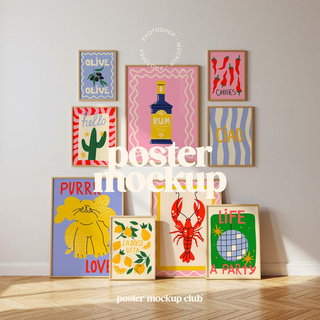 Multiple Poster Mockup, Picture Frame Mockup, Gallery Wall Frame, Art