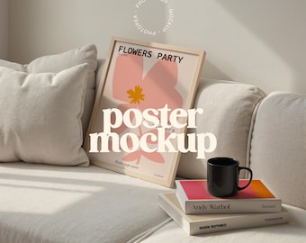 Frame Poster Mockup for Wall Art (PSD, JPG)