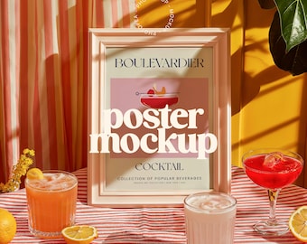 Pink Frame Poster Mockup for Wall Art (PSD, JPG)