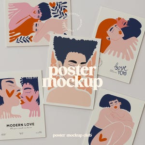 Multi-Poster-Mockup, Kunstwerkrahmen Mockup, Fotorahmen Mockup, Bilderrahmen Mockup, A4 Papier Mockup, The Poster Club, Postkarten-Mockup