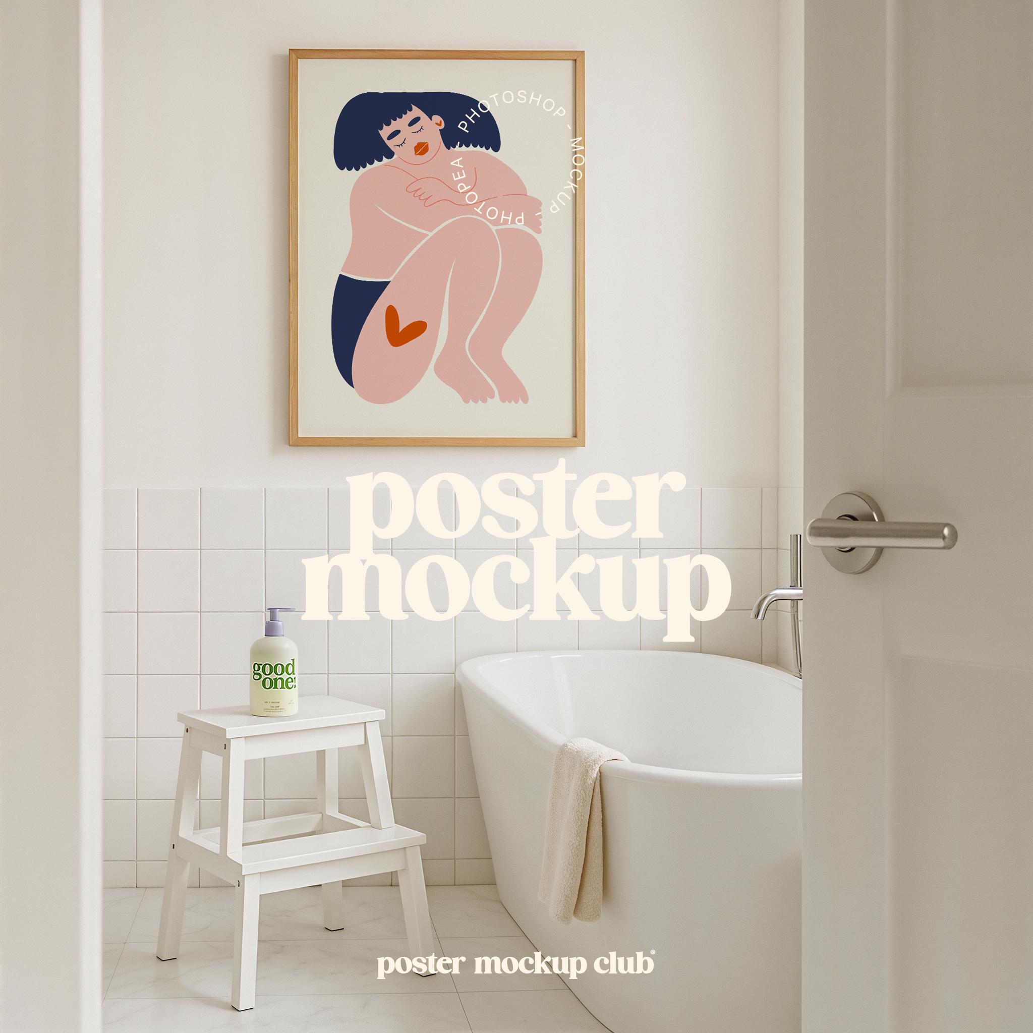 Bathroom Poster Mockup, Artwork Frame Mockup, Restroom Mockup, WC Mockup, Photo Frame Mockup, Picture Frame Mockup, The Poster Club, DIN A2