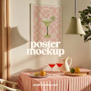 A3 Poster Mockup, Kunstwerk Rahmen Mockup, Bilderrahmen Mockup, Cocktail Poster Mockup, Bar Mockup, Funky Bilderrahmen, The Poster Club