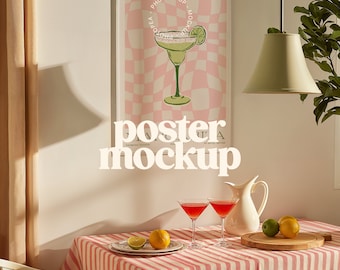 White Frame Poster Mockup for Wall Art (PSD, JPG)