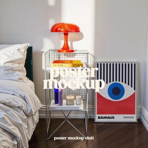 Schlafzimmer Poster Mockup, Rahmen Mockup, Photoshop Poster Mockup, Preppy Poster Mockup, Fotorahmen Mockup, Raum-Modell, Y2K Rahmen Mockup