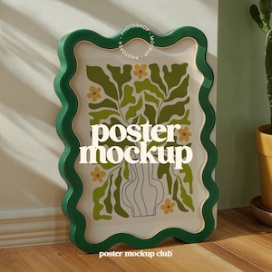 Kunstwerkrahmen Mockup, Poster Mockup PSD, Digitale Rahmen, Bilderrahmen Mockup, Fotorahmen Mockup, A4 Mockup, Gewellter Rahmen, The Poster Club