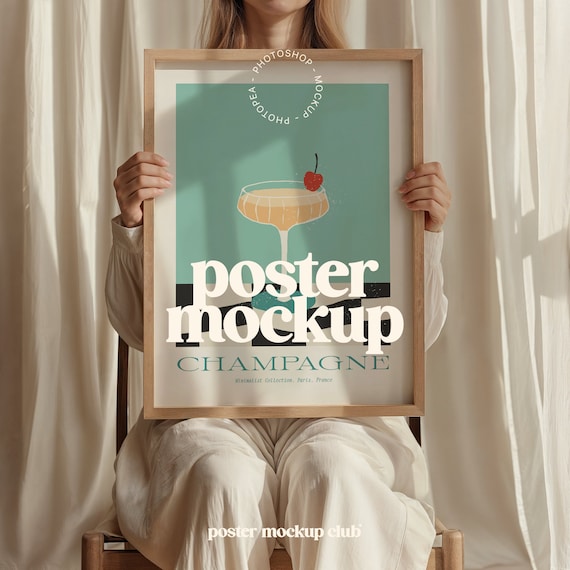Mockup Poster, Artwork Frame Mockup, Poster with Person, Natural Frame Mockup, Photo Frame Mockup, Poster Mockup, Picture Frame Mockup
