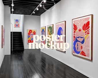 Exhibition Poster Mockup, Multiple Frame Mockup, Gallery Wall Art Set Mockup, Museum Mockup, Artwork Frame Mockup, Gallery Poster Mockup