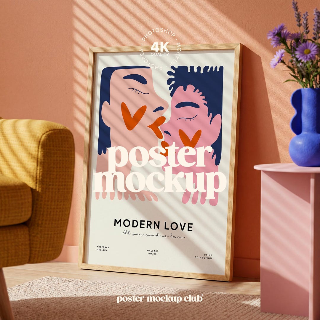 Frame Poster Mockup for Wall Art (PSD, JPG) - Etsy