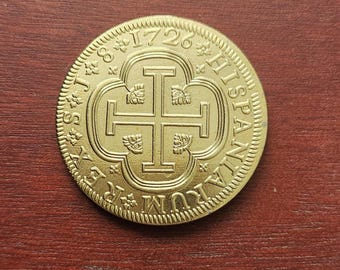 8 Escudo 1726 Philip V Very Rare Coin / Restrike / Gold Plated