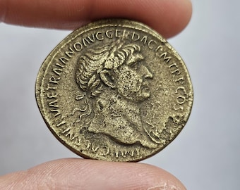Ancient Roman Sestertius Coin of Trajan / Handmade Reproduction