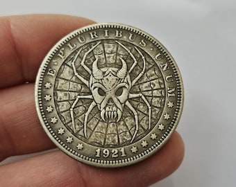 Rare 1921 US Morgan Dollar with Spider - Gifted Coin Collection - Coins for Magic - Gift Coin