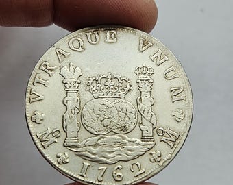 Spain 8 Reales Columnario Coin 1762 Charles III / Very Rare / Restrik