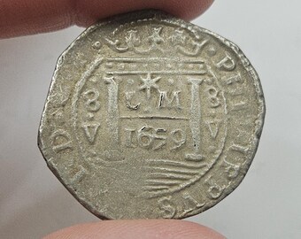 Macuquina 8 Reales 1659 Philippus V Pirate Treasure Spanish Coin Collectible Gifted Coin / Artisan Recoinage