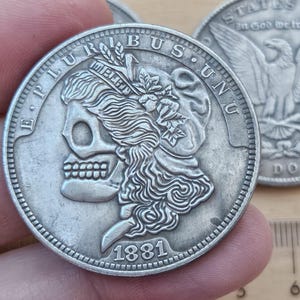 RARE 1881 USA Morgan Dollar Coin With Skull Face Morgan Gifted Coin Collection Coins Silver Coin Coin for Magic Gift Coin