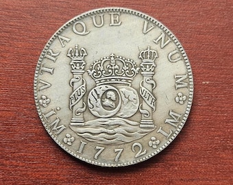 Spanish 8 Reales Columnario Coin 1772 Charles III / Restrike