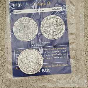 For Collectors Spanish Coin Collection 8 Reales Without Date Felipe II Valladolid With Its Information Sheet Spanish Coin Spanish Coin