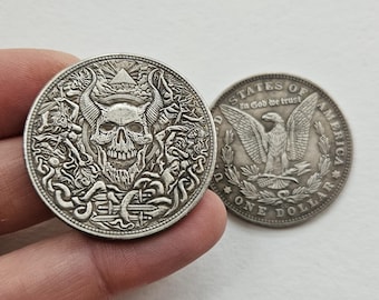 Rare USA Morgan Dollar CC Coin with Skull Face Morgan Gifted Coin Collection Coins Coin for Magic Coin Gift