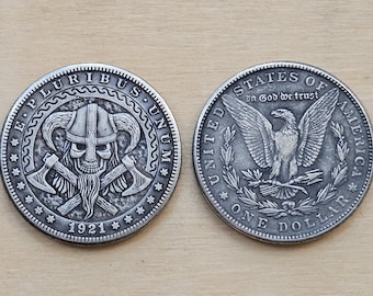 Rare 1921 Morgan Dollar USA Coin with Skull Face - Morgan Gifted Coin Collection - Coins for Magic - Gift Coin