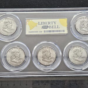 5 sztuk/zestaw US 1953-1962 Franklin Liberty Bell Box Monety pamiątkowe Replika półdolarówki Prezent dla kolekcjonerów Monety upominkowe