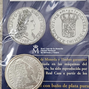 For Collectors Spanish Coin Collection 8 Reales 1709 Felipe V Madrid With Its Information Sheet Spanish Coin Spanish Coin