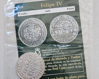 For Collectors Spanish Collectible Coin 8 Reales Philip IV 1658 Potosi With Information Sheet