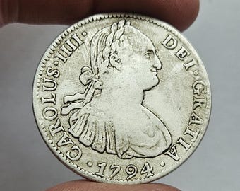 Spanish 8 Reales coin 1794 Charles IIII / Very Rare / Restrik