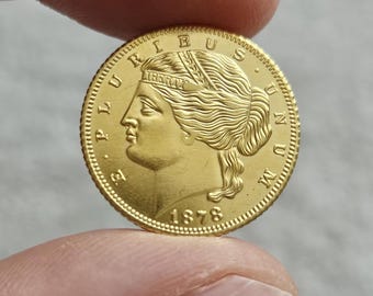 1878 Us Coin 5 Dollars States Of America Rare History Coins / Gold Plated