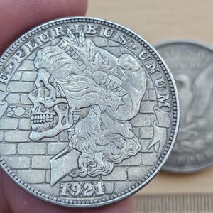 RARE 1921 USA Morgan Dollar Coin With Skull Face Morgan Gifted Coin Collection Coins Silver Coin Coin for Magic Gift Coin