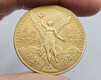 50-Peso-Münze, mexikanische Freiheitsengel-Münze, 1945 / vergoldet