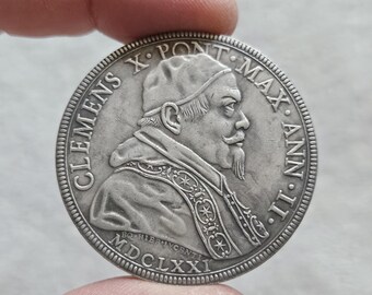 Rare Piastra from the Papal States 1671 / Year II Clement X / Restrike