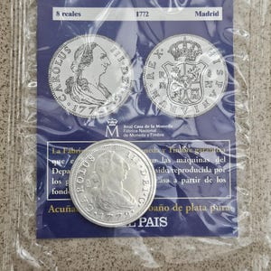 For Collectors Spanish Coin Collection 8 Reales 1772 Carlos III Madrid With Its Information Sheet Spanish Coin Spanish Coin