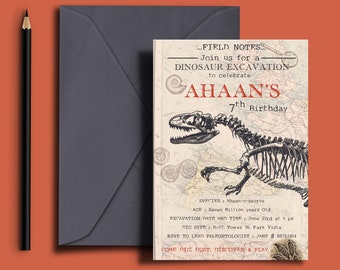 Dino Dig Birthday Invite | Dinosaur Excavation Dino Dig Paleontologist Fossil Science Birthday Invite | Editable Invite | DIGITAL FILES