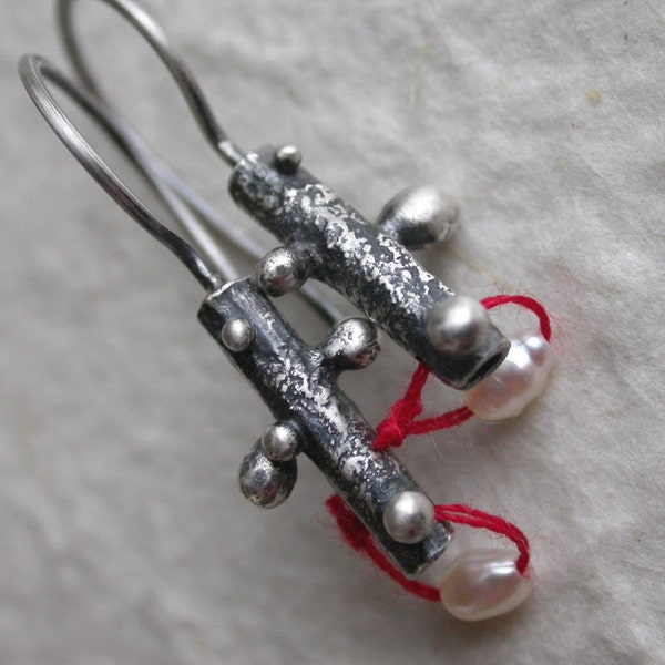 organic pearl sterling silver earrings