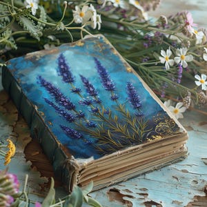 Journal des broussailles du jardin gothique, papiers de scrapbooking tournesol, journal rustique lavande, créations en papier, fleurs éphémères fantastiques, collage de fleurs sauvages