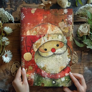 Traditional Christmas Junk Journal, Santa Digital Papers, Snowman Scrapbook Pages, Printable Angel Paper Craft, Xmas Decoupage, Snowy Scene