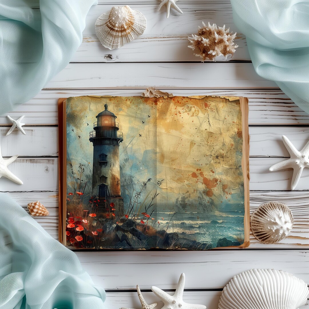 Lighthouse Junk Journal, Vintage Scrapbook Papers, Beacon Journal ...
