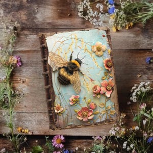 Bee Junk Journal Printable, Pastel Scrapbook Papers, Rustic Journal, Floral Paper Craft, Bumble Bee Collage Sheet, Bees and Flowers Ephemera