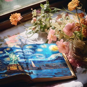 Kits de carnets de voyage, pages de scrapbooking vintage, aquarelles de monuments, créations en papier, monuments du monde, feuille de collage, ciel au clair de lune