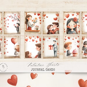 Mots-clés pour carnet de bord, coeurs, cartes postales romantiques pour album de scrapbooking, éphémères romantiques, impression numérique pour couples de la Saint-Valentin