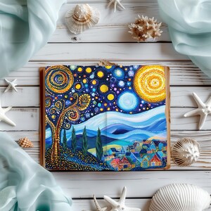 Kits de carnets de voyage, pages de scrapbooking vintage, aquarelles de monuments, créations en papier, monuments du monde, feuille de collage, ciel au clair de lune