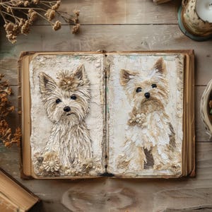 Junk Journal Pages Dogs, Vintage Scrapbook, Rustic Journal, Yorkshire Terrier Papercraft, Puppy Collage, Canine Printables, Dog Decoupage